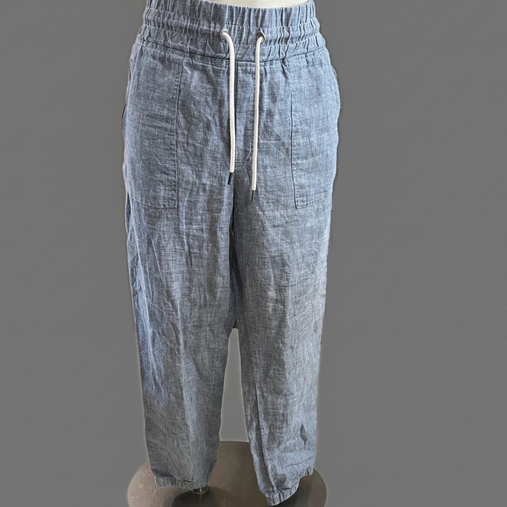 NWOT Athleta Light Blue Linen-Blend Drawstring Pants Sz 12 - Picture 3 of 12